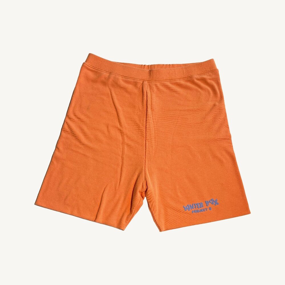White Fox Boutique 'Project 5' Orange Ribbed High Waisted Bike Shorts Size Small